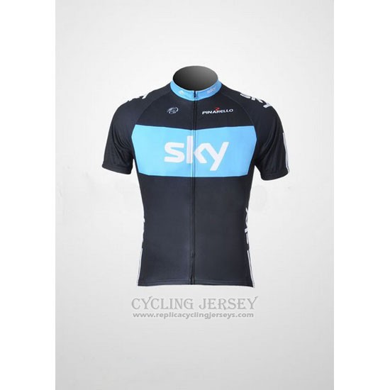 2011 Cycling Jersey Sky Black and Sky Blue Short Sleeve and Bib Short